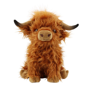 Cute Highland Cows Stuffed Animals,10.5 inches Realistic Cow Plush Toy,Highland Cattle Farm Toy Present for Adults Kids Boys Christmas Halloween Girls
