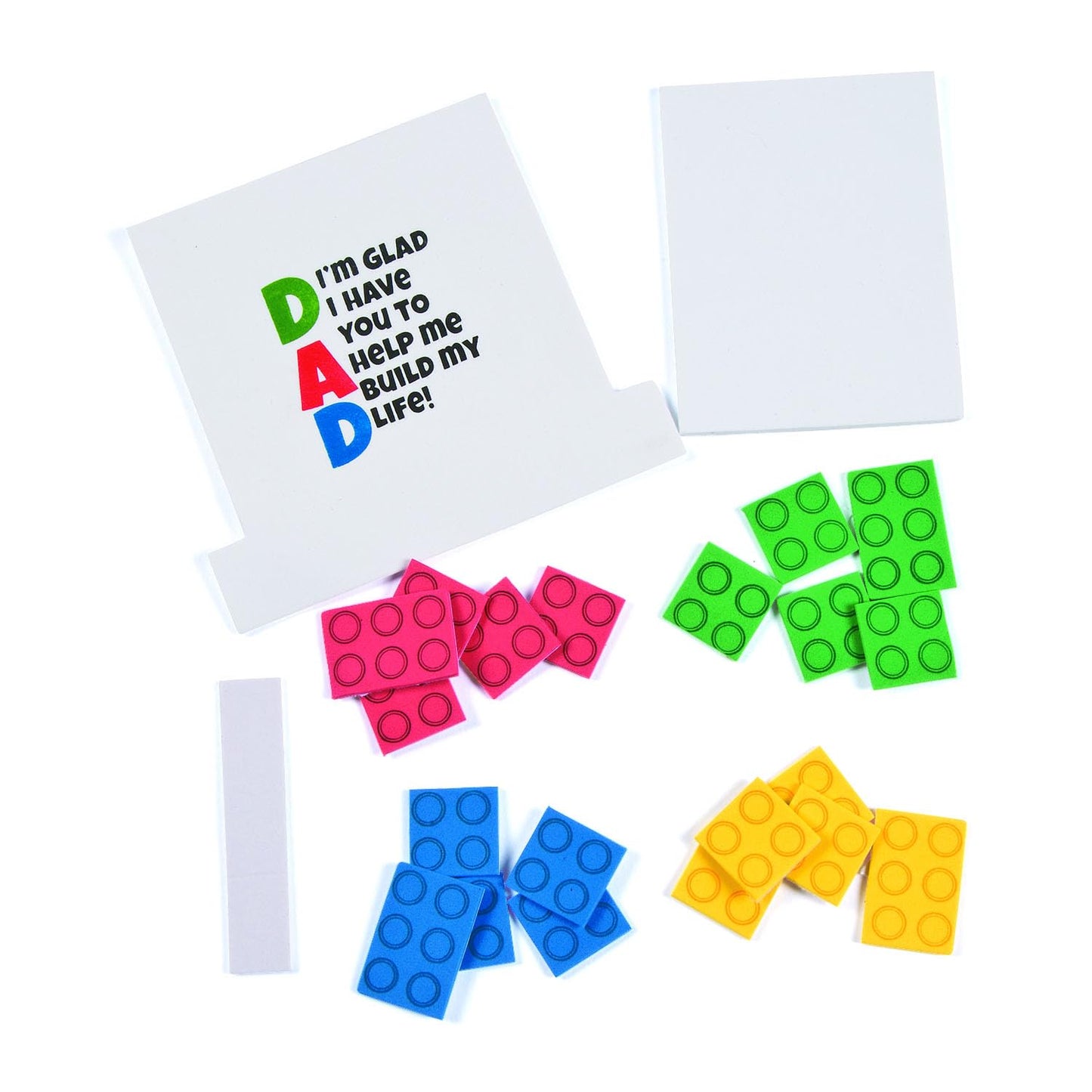 Fun Express Dad Brick Tabletop Picture Frame Craft Kit Makes 12 - DIY Fathers Day Crafts for Kids to Make, Foam Picture Frames to Decorate