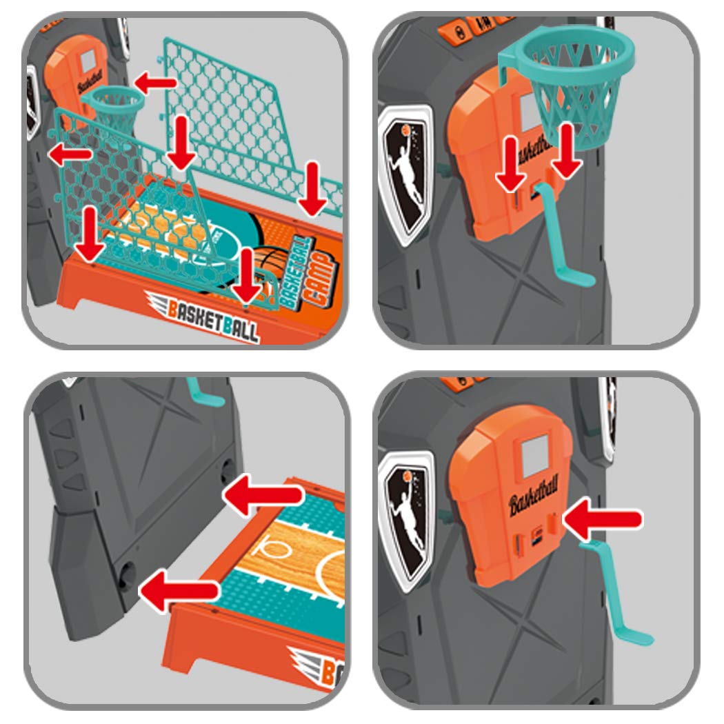 KUARLUBI Basketball Shooting Game Toy, Desktop Table Basketball Games Set with Basketball Court, Move Basket, Light and Score Fun Sports Novelty Toy
