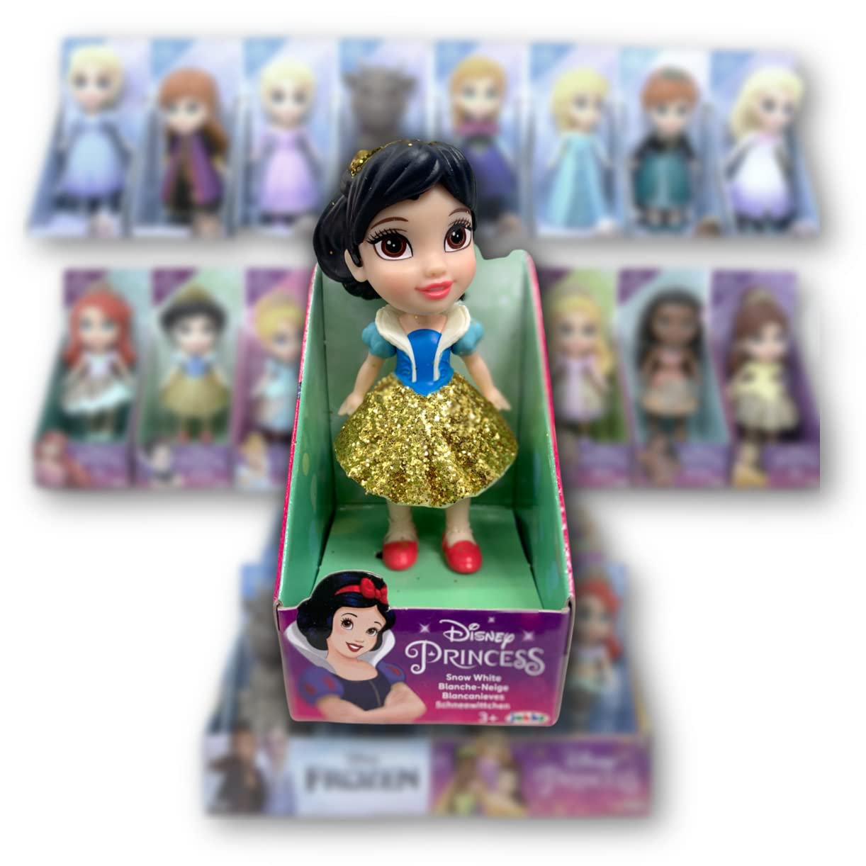 Packed in Clear Box for Gift Disney Princess Mini Poseable 3.5" Doll Choose from All 11 Style Princess Characters (Snow White)