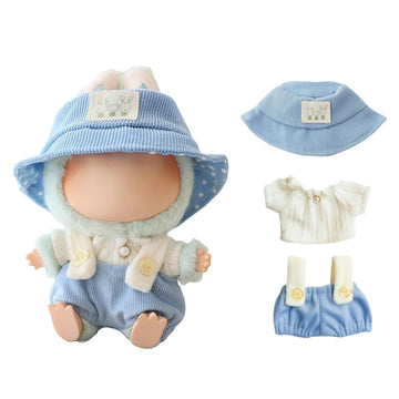 Clothes for Lu bubu 17cm Dolls Accessories(No Doll), Cute Outfit Set 3 Pieces Bib Pants Suitable for 17cm Doll Suit, Stylish Dress Up Overalls Doll