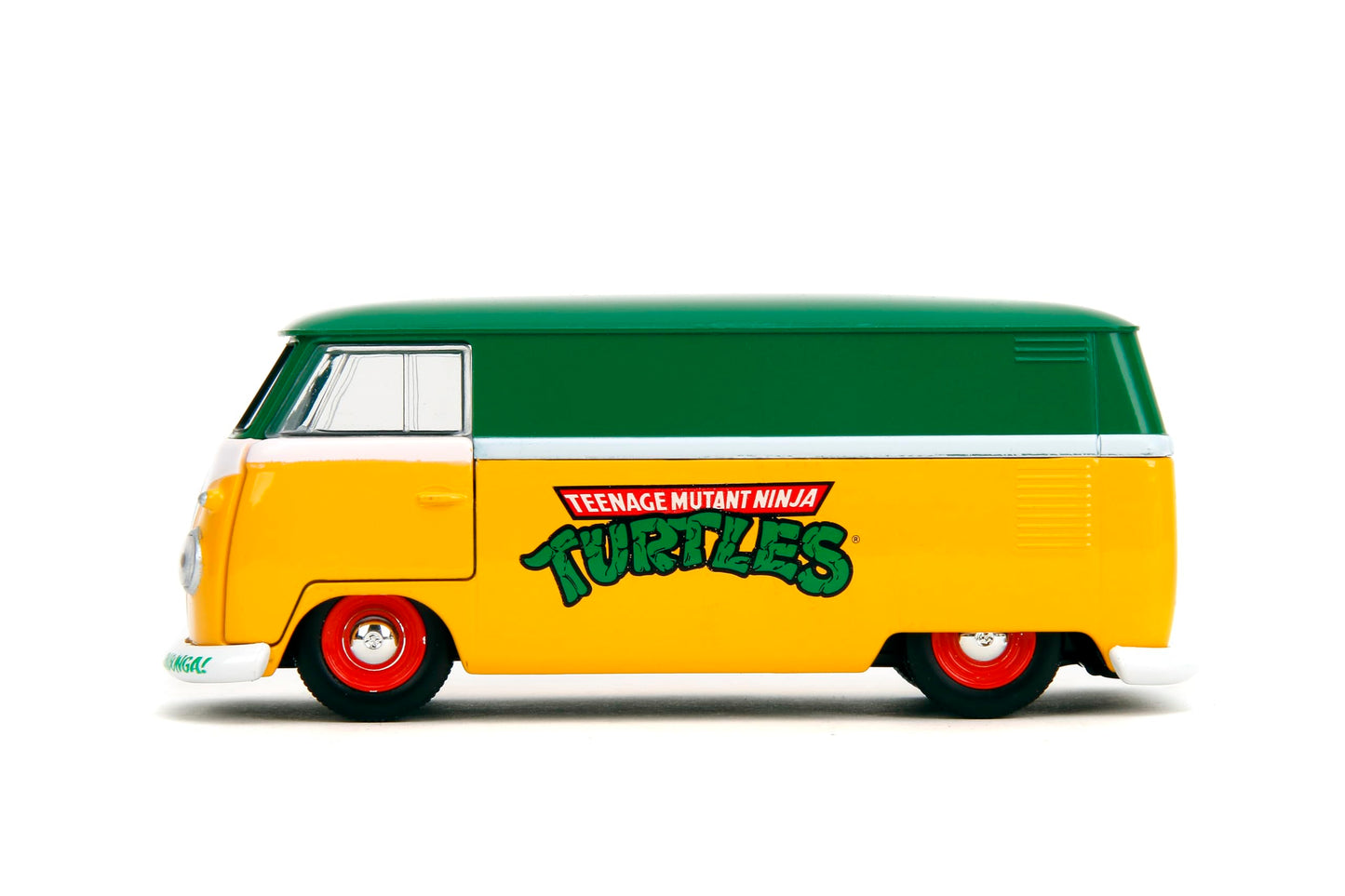 Jada Toys - Hollywood Rides TMNT 1961 VW Bus - Die-Cast Model Car - Opening Doors, Detailed Interior - 1:32 Scale Collectible - Age 8+, Green & Yellow