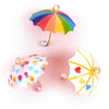 6Pcs Miniature Umbrella Accessories, 3 Colorful Designs (Rainbow, Polka Dot, Heart), Acrylic & Metal for Dollhouse, Fairy Garden, Plant Decor