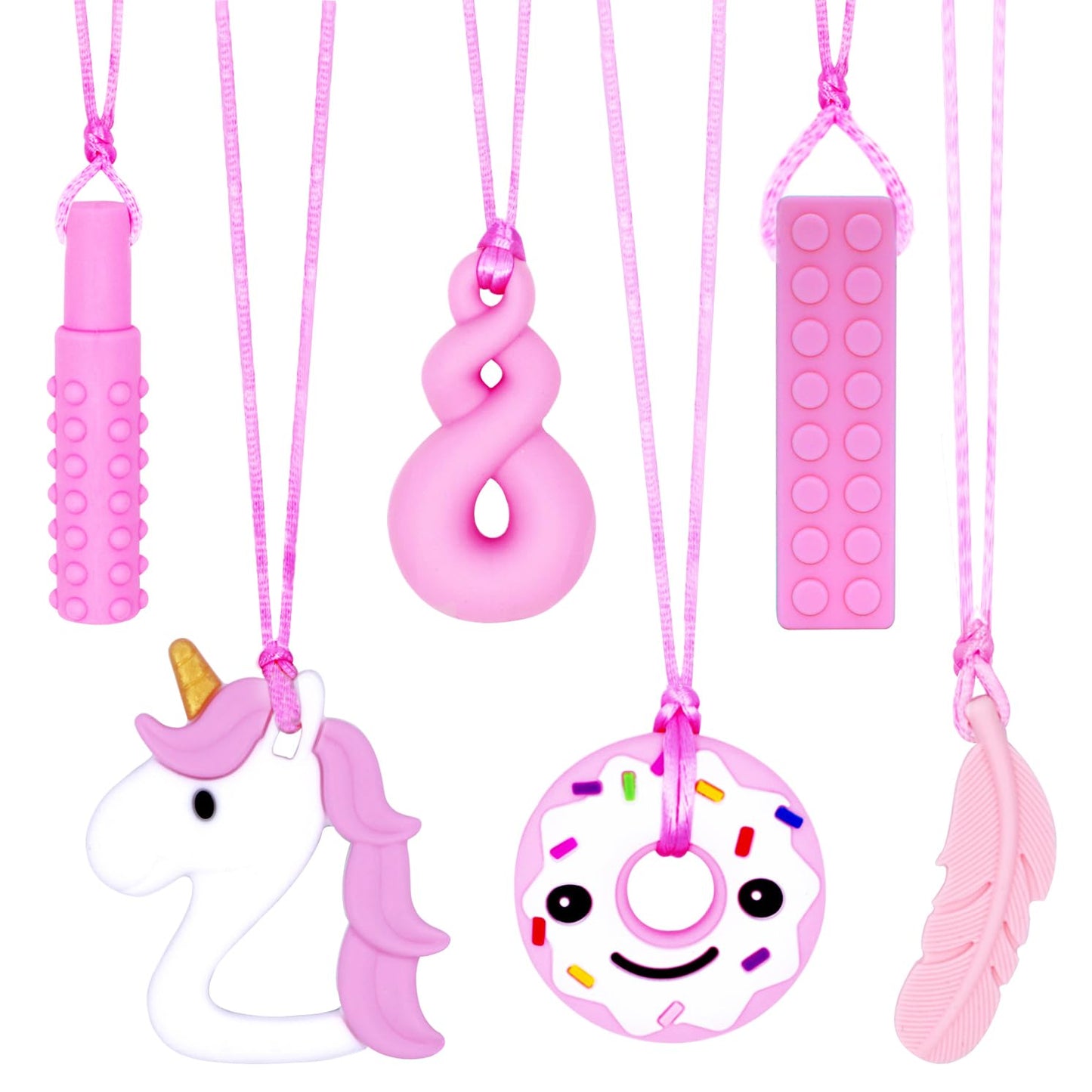 Chew Necklaces for Sensory Girls, Chewy Necklace Sensory Toys for Kids with Autism, ADHD,SPD, Chewing, Teething or Special Needs, Oral Sensory Chew
