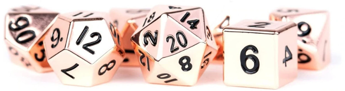 Metal Dice Polyhedral Set of 7 die (7) Copper
