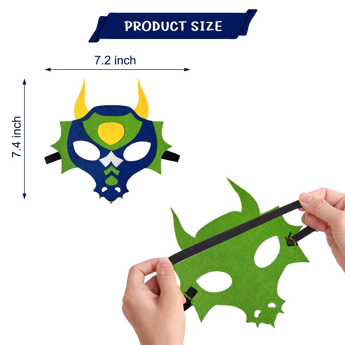 12Pcs Dragon Felt Masks, Dinosaur Decoration, Dragon Party Dress Up Supplies, Photo Prop