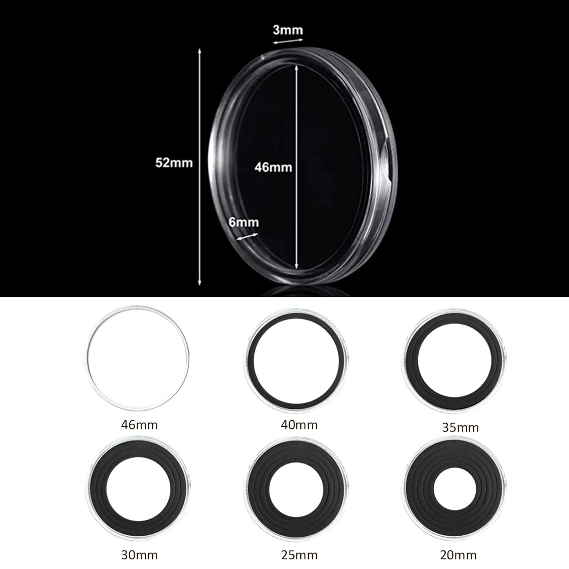 20 Sets Coin Capsules 46mm with 6 Sizes Foam Gaskets Coin Case Holder Protector for Coin Collection (Black Gaskets [20 PCS], [20/25/30/35/40/46MM])