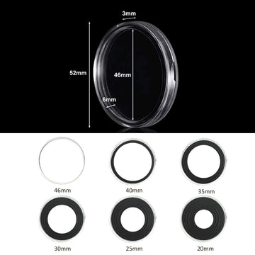 20 Sets Coin Capsules 46mm with 6 Sizes Foam Gaskets Coin Case Holder Protector for Coin Collection (Black Gaskets [20 PCS], [20/25/30/35/40/46MM])