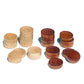 WE Games Wood Backgammon Chips with Cloth Pouch - Brown & Natural 1.125 in. Diameter - Set of 30