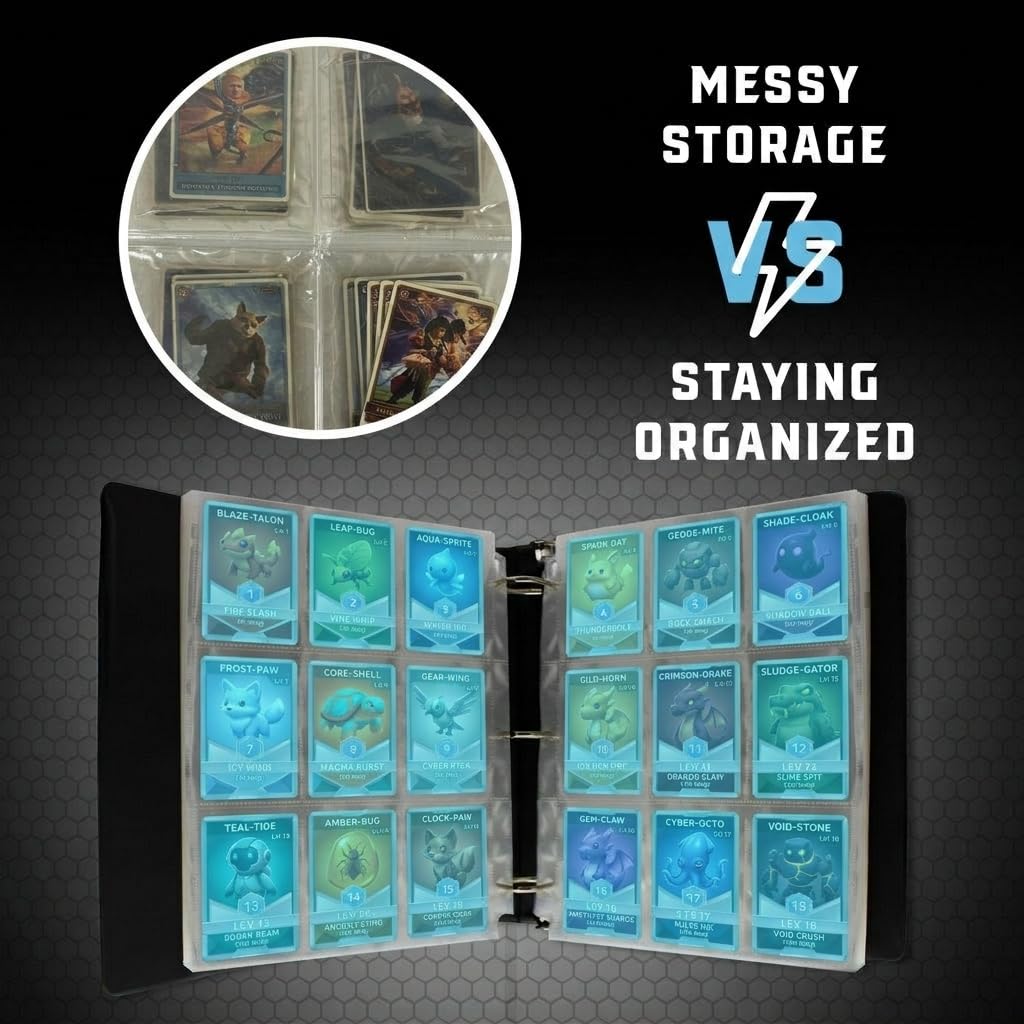 CardGuard 9-Pocket Card Sleeves Binder Sheets, 70 Count - Clear PVC-Free, Acid-Free Protector Sheets for Pokémon, YuGiOh, MTG, TCG, Game & Sports