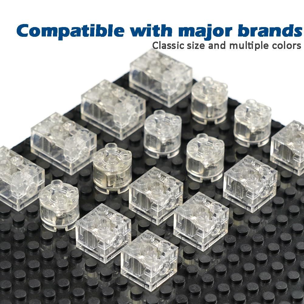 Pasacho Lights Bricks Accessories, LED Light Up Kit Brick Sets, 16pcs Classic Transparent 2x2 2x3 Building Blocks Toys, Compatible with All Major