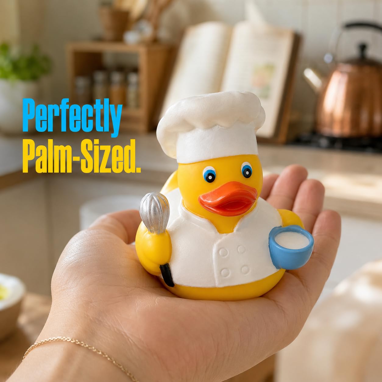 3 Inch DUCKY CITY Chef Rubber Duck [Sealed, Floats Upright] for Jeep Ducks | Baker Cook Bath Toy for Kids and Toddlers, Baby Safe Funny Duck Gift