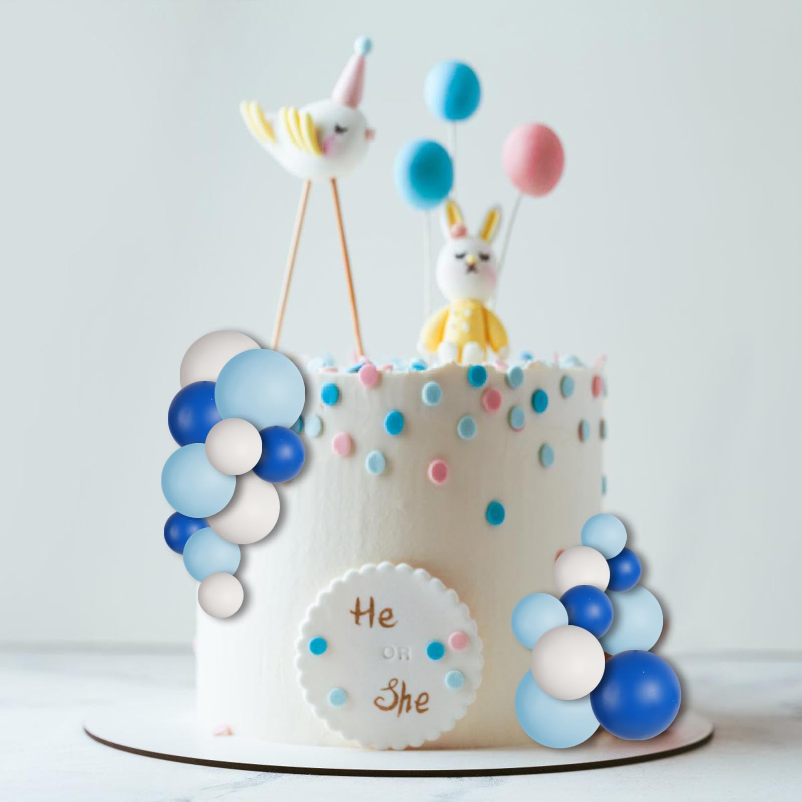 30 PCS Balls Cake Topper DIY Cake Insert Toppers Ball Cake Picks Cupcake Topper for Birthday Party Baby Shower Wedding Cake Decoration(Blue White Dark