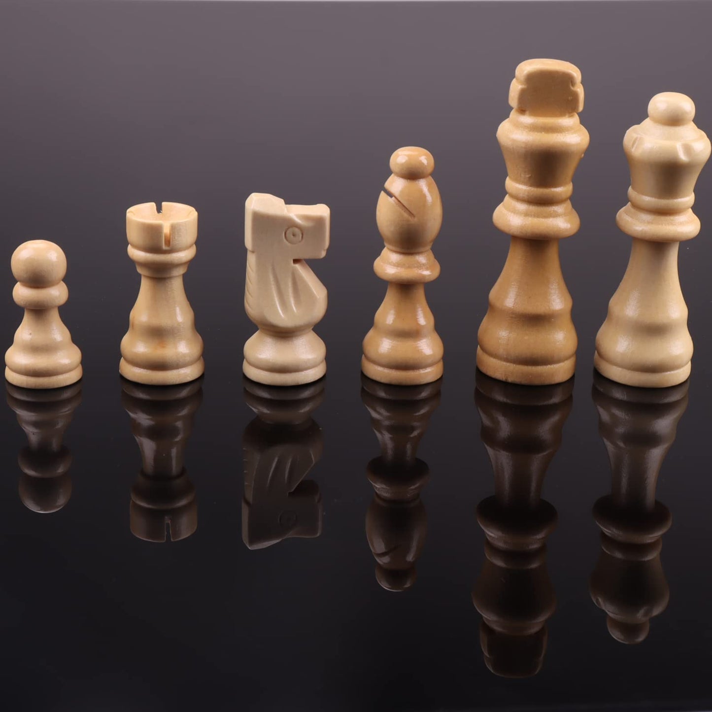 ziphia Wooden Chess Pieces Only, 32 Pieses Standard Tournamen Staunton Wood Chessmen - 3.05 Inch King / Storage Bag / Gift Package Replacement