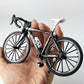 Creative Alloy Finger Bicycle 1:10 Miniature Simulated Bicycle Toys, Finger Racing Bicycle Handlebars Bent(Black)