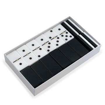 Black and White Double 6 Two Tone Jumbo Domino Tiles with Spinner