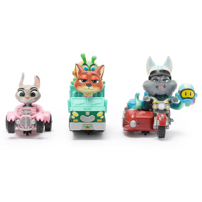 Disney Store Official Zootopia 2 Pullback Stunt Vehicles Set - 3-Vehicle Set with Judy Hopps, Nick Wilde, Gary De'Snake & Pawbert Lynxley - Zootopia