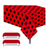 2 Pieces Ladybug Tablecover Ladybug Party Tablecloth, Little Ladybug Plastic Tablecloth Vintage Polka Dots Tablecloth Rectangular Black and Red