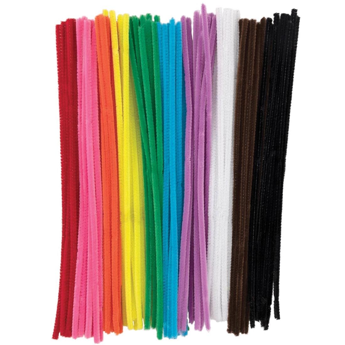 Creativity Street Jumbo Chenille Stems, 12" x 6 mm, Craft Pipe Cleaners in Assorted Basic Colors, Pack of 100, 1 Pack