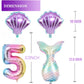 Mermaid Birthday Decoration Mermaid Balloons Kit Sea Balloon Tail Foil Balloon for Girls Party Decoration (Number 5)