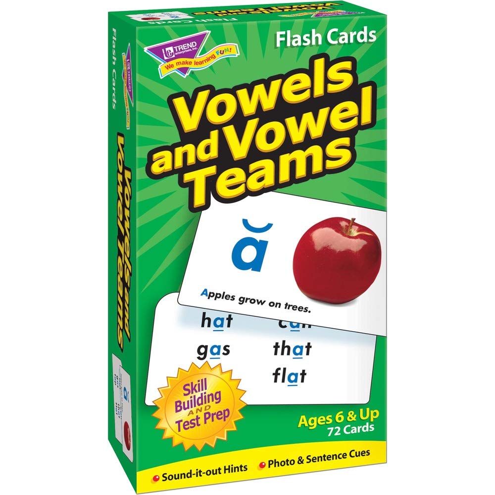 Trend Enterprises Vowels and Vowel Teams Skill Drill Flash Cards, 72 Ct