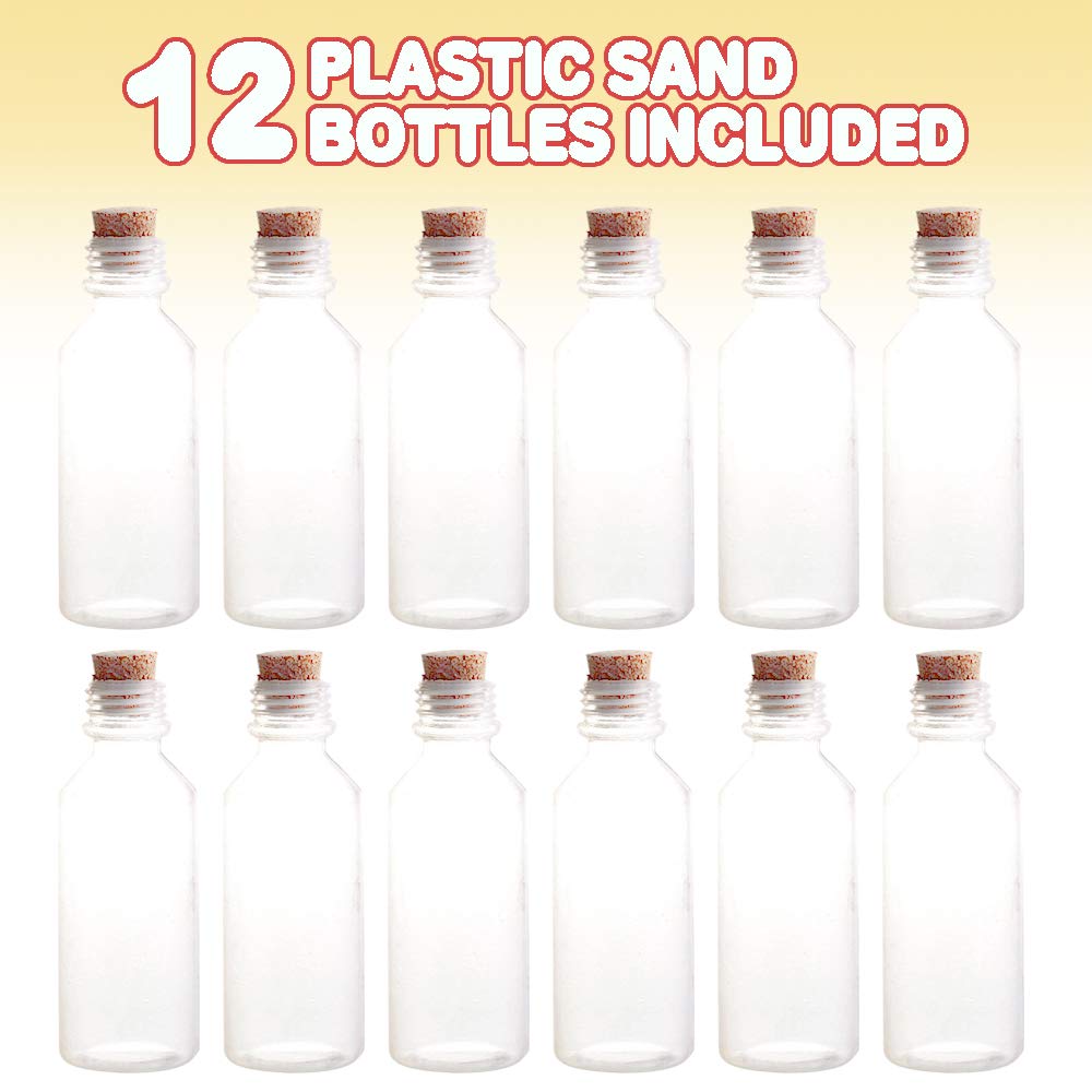 ArtCreativity 12pcs/2oz Plastic Sand Art Bottles with Corks - 3.75” Bulk Sand Art Bottles for Sand Art Kit, Message in a Bottle, Wedding Invitations