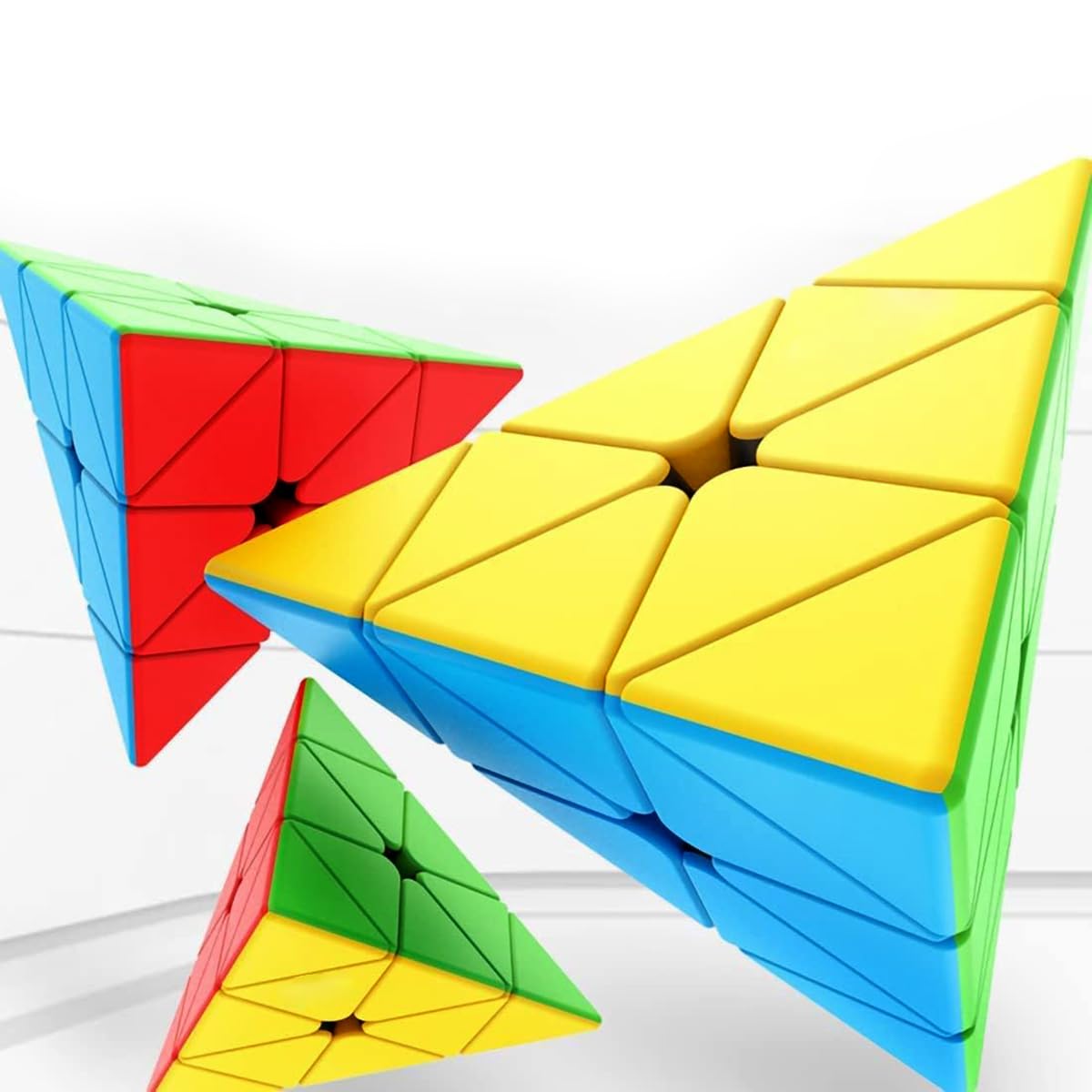 3X3 Pyramid Speed Cube Brain Teasers 3X3X3 Triangle Puzzle Magic Cube Brain Teaser Puzzle Toy Stickerless Cube Games Toys Vivid Color
