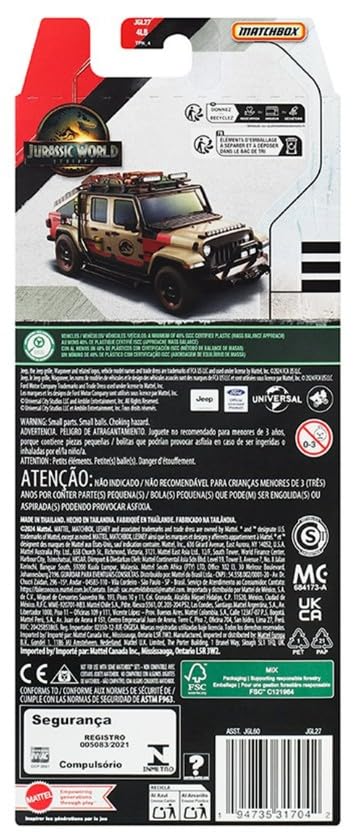 Matchbox Jurassic World Rebirth Dinosaur Toy Cars, 5-Pack (Set 1)