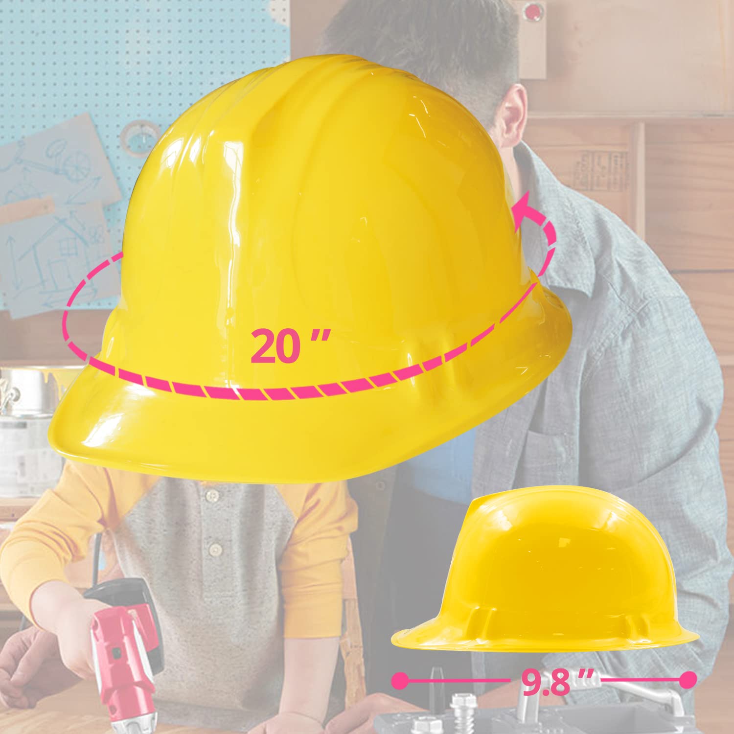 Novelty Place Construction Party Hats - Dress Up Soft Hats for Kids and Adults (Pack of 24)