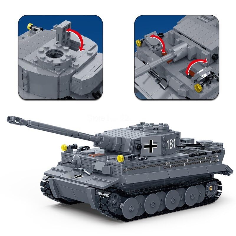 General Jim's Military Brick Building Set - WW2 German Army King Tiger Tank Building Blocks Model Set for Military, World War 2, Military and Brick