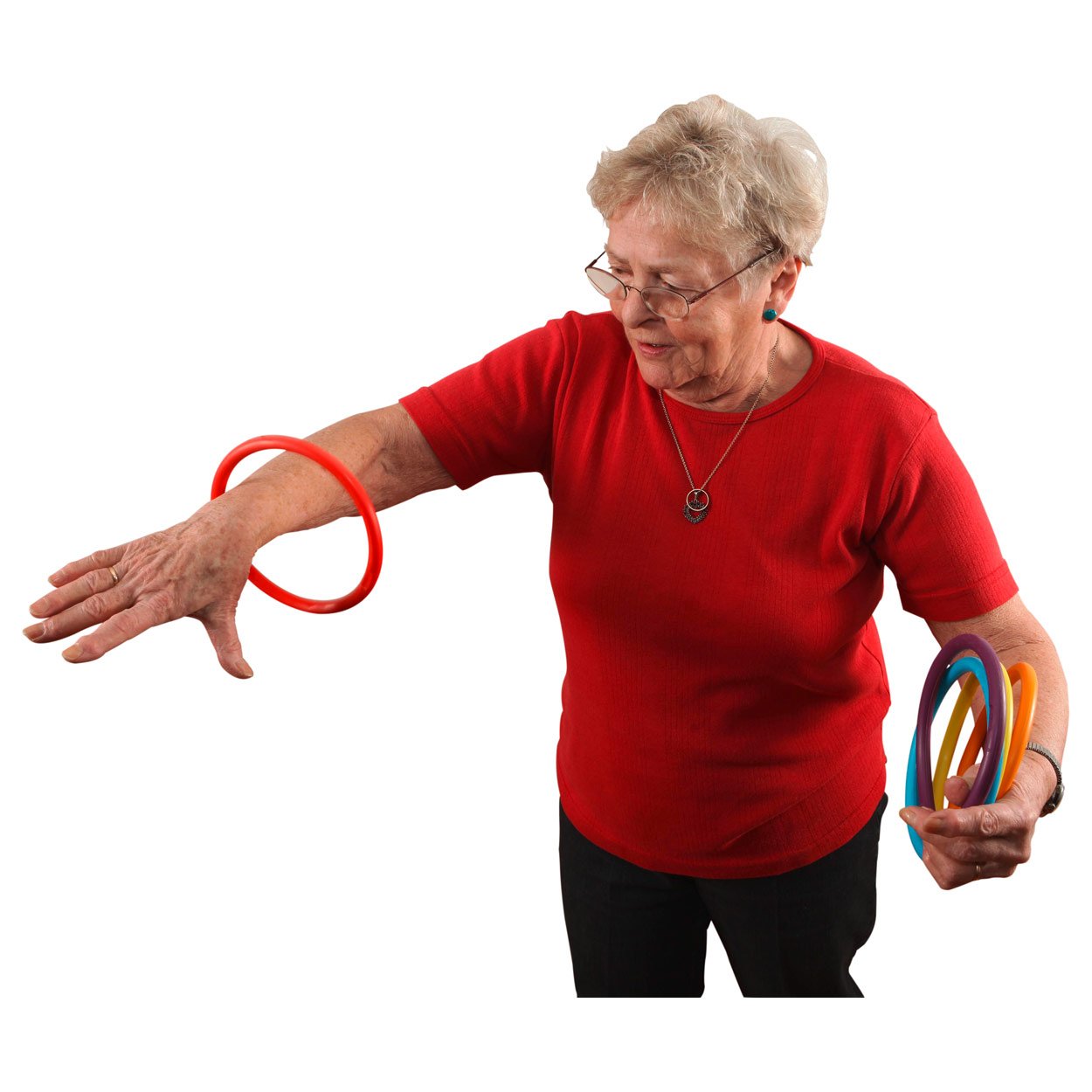 GONGE Activity Rings Multipurpose for Balance, Juggling, Throwing, Rhythmic Exercises and Gymnastics Set of 6 in Different Vibrant Colors