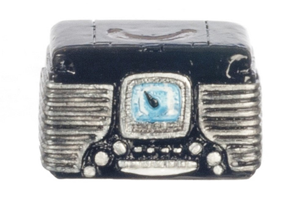 Melody Jane Dollhouse Black 1950's Retro Radio Miniature 1:12 Scale Accessory