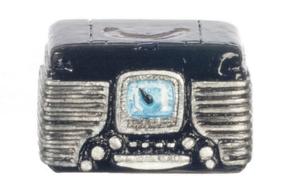 Melody Jane Dollhouse Black 1950's Retro Radio Miniature 1:12 Scale Accessory