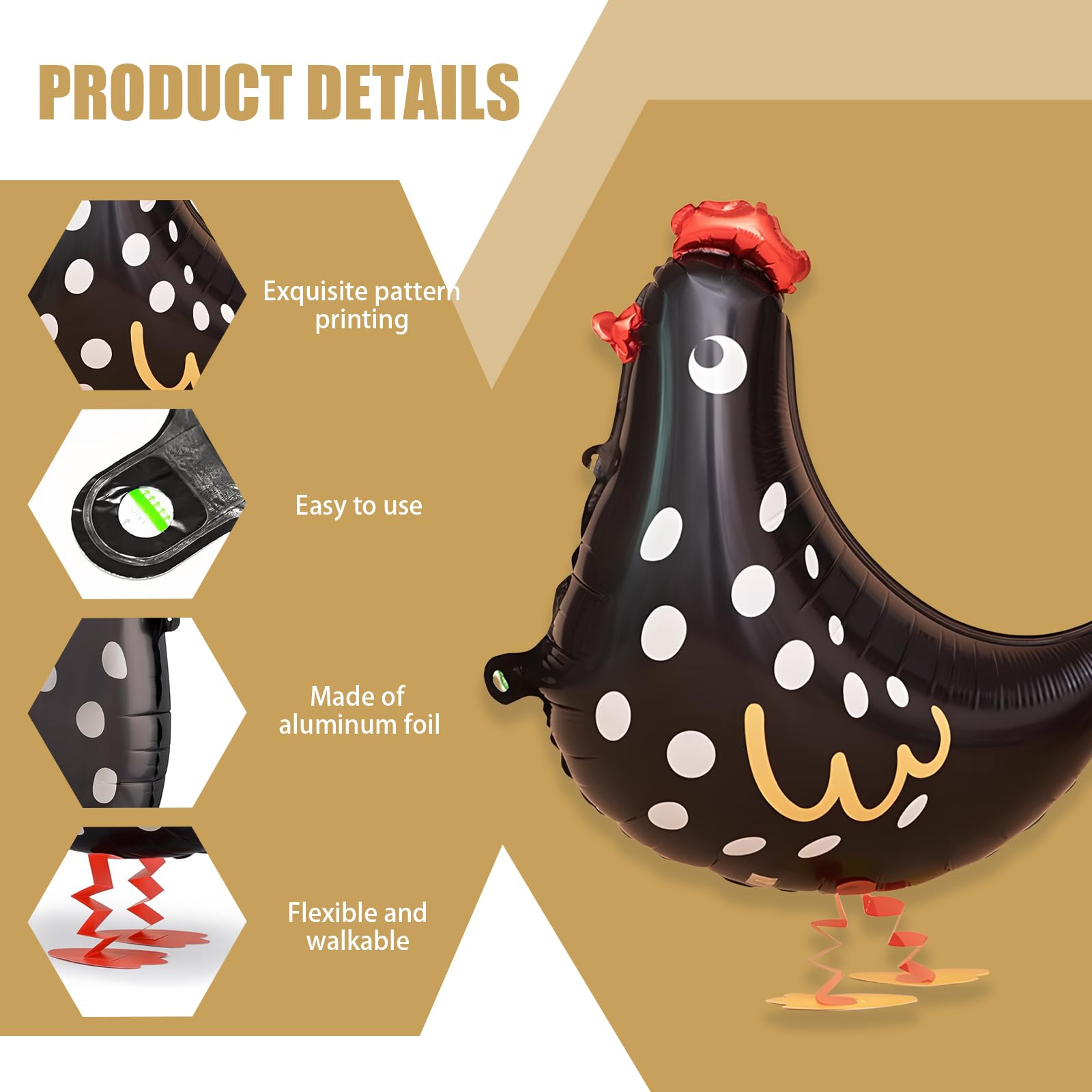 10 Pieces Chicken Balloons, Black ? White Chicken Decorations for Party, for Birthday Baby Shower Farm Animal Theme Party (17.91×19.68in)