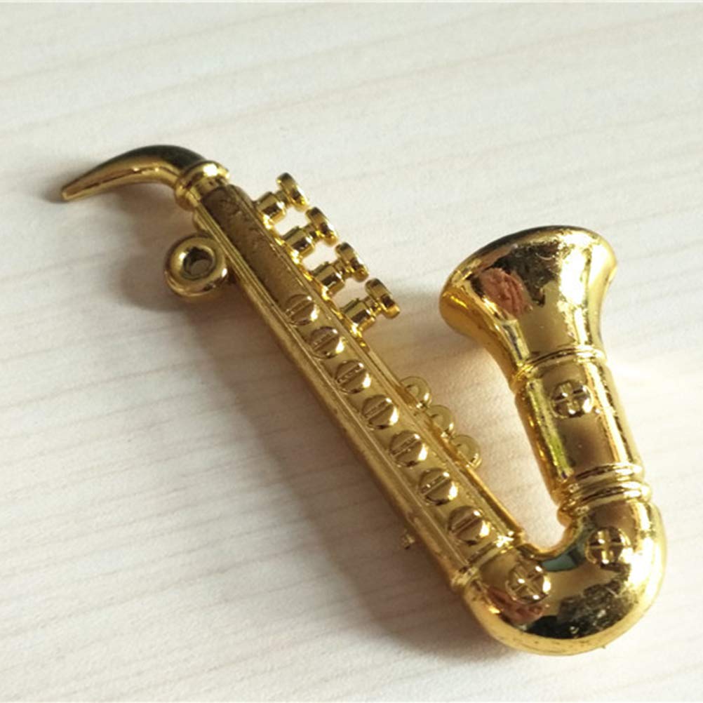 Toyvian Miniature Saxophone Model, 1:12 Scale Brass Gold Mini Musical Instrument for Dollhouse Decor Tiny Saxophone Prop for 6-Inch Action Figures