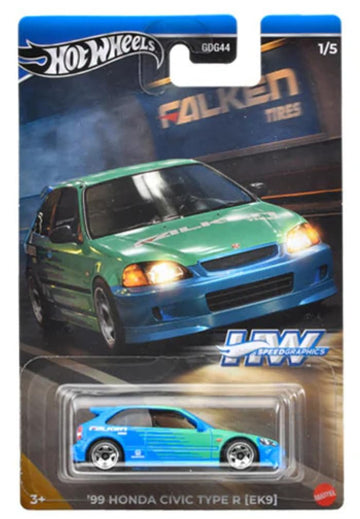 Hot Wheels 99 Honda Civic Type R EK9 Racing Livery, 1/5 1:64 Scale