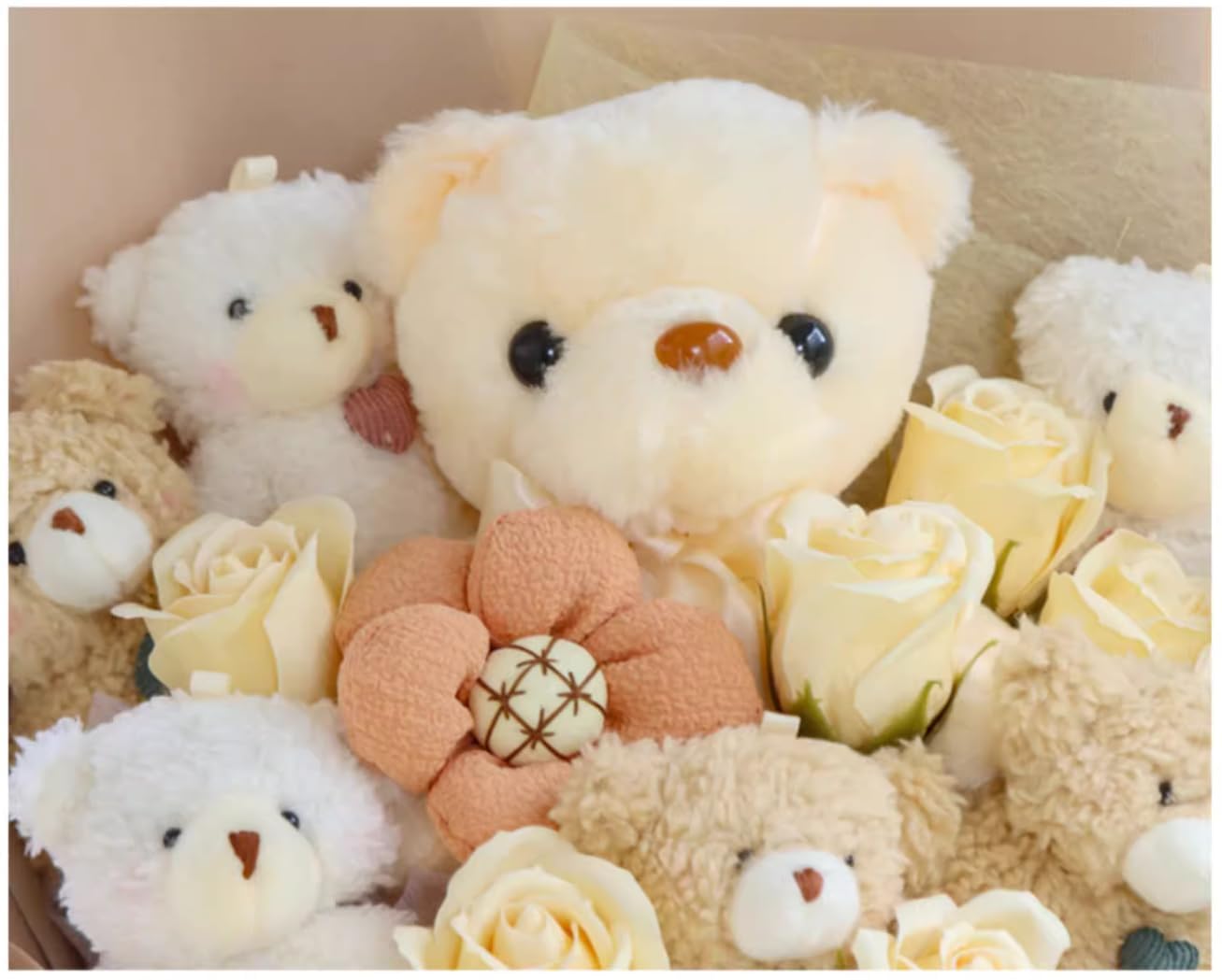 BBLION Cute Bear Bouquet - Handmade Plush Bear Bouquet with Cute Soap Flower for Any Occasions, Birthday, Bridal Shower, Graduation etc. (6 Little