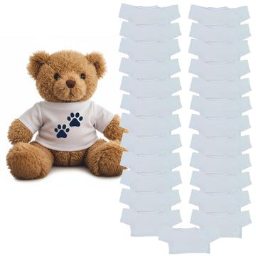 Get Ready Kids 25 Pcs Teddy Bear T-Shirts White Crew Neck for Plush Toys
