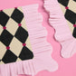 xo, Fetti Checkered Circus Paper Napkins, Wavy Fringe Border - 3-ply, 24 pcs | Carnival Birthday Decorations, Magician Tableware, Kids Party Setting