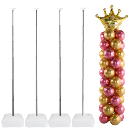 AooeDomi Metal Balloon Column Kit Set of 4, Reusable Telescopic Design with Base, Height Adjustable from 1.5 to 7 Ft, Balloon Stander for Party