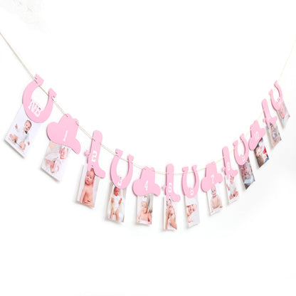 Cowgirl Monthly Photo BannerM,y First Rodeo 1st Birthday Decor