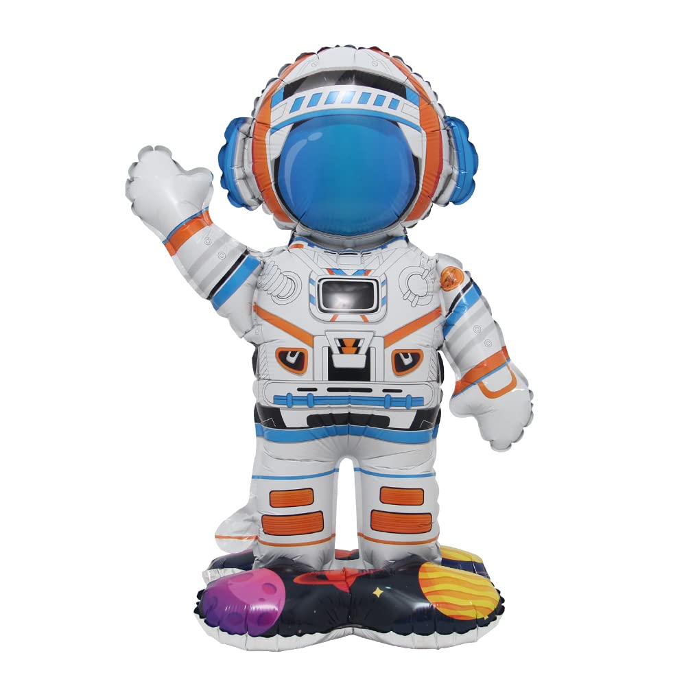 Inflatable Spaceman Astronaut Balloons Base Standing Foil Balloon Boys Space Theme Birthday Party Kids Inflatable Rocket Toys Decor (Base Astronaut)