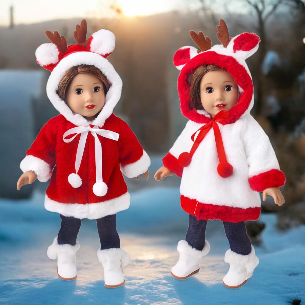 1pcs 18 Inch American Doll Clothes Christmas Outfit and Accessory Playset - for 18 Inch Dolls (Doll Not Included) (Red)