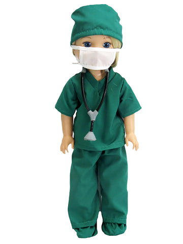 Green Doctor Outfit 7pc for 14-Inch Dolls | Premium Quality & Trendy Design | Dolls Clothes