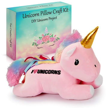 Make Your Own Unicorn Pillow Kit Arts and Crafts for Girls (No Sew), DIY Unicorn Craft Girl Ages 3 4 5 6 7 8 9 10 Years Old, Gifts for Kids, Birthday