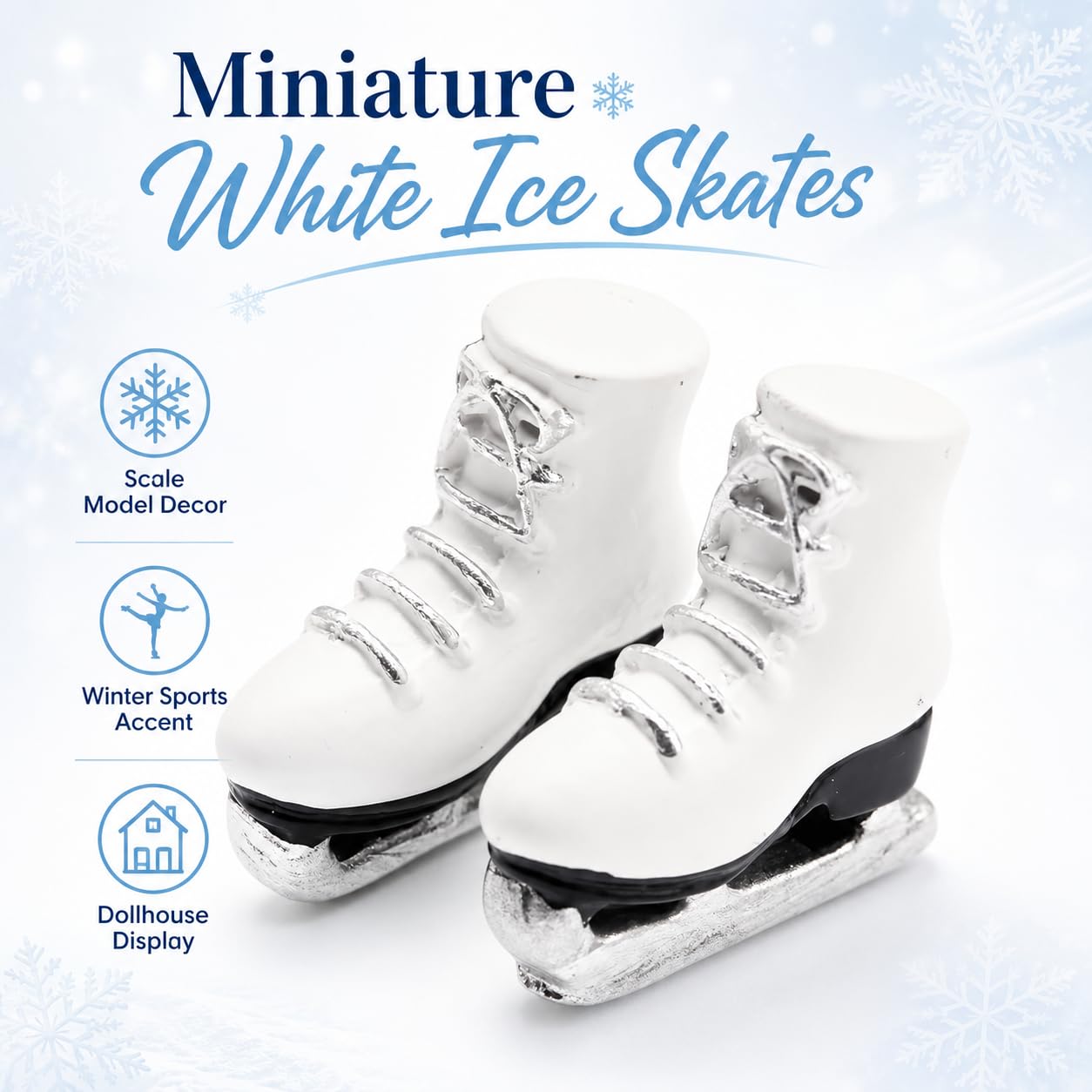 Miniature White Ice Skates and Roller Skates, Scale Model Winter Sports Shoes, Dollhouse Accessories for Playhouse Decor