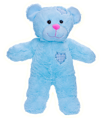 Stuffems Toy Shop Record Your Own Plush 8 inch Blue Patches Teddy Bear - Ready 2 Love in a Few Easy Steps