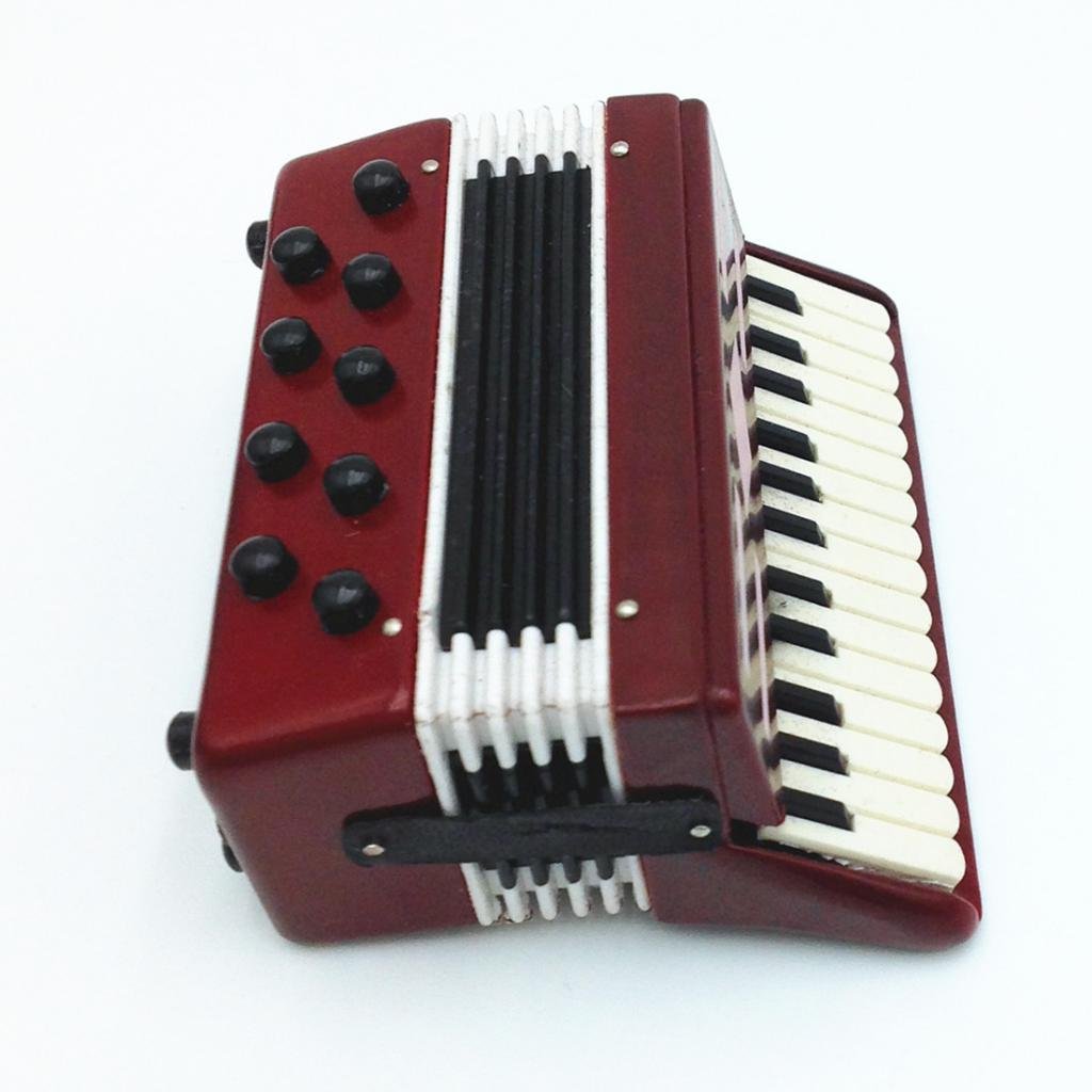 Yiju Miniature Instrument Model Toy, 1/12 Wooden Accordion, Dollhouse Artist