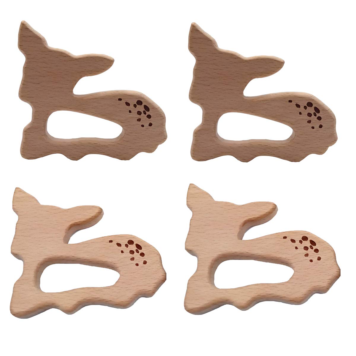 Alenybeby 10pcs Natural Wooden Sika deer Montessori Toy Pendant Pure Natural Beech Wood Animal Shape Handmade Home Decoration Accessory (Sika deer