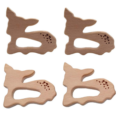 Alenybeby 10pcs Natural Wooden Sika deer Montessori Toy Pendant Pure Natural Beech Wood Animal Shape Handmade Home Decoration Accessory (Sika deer